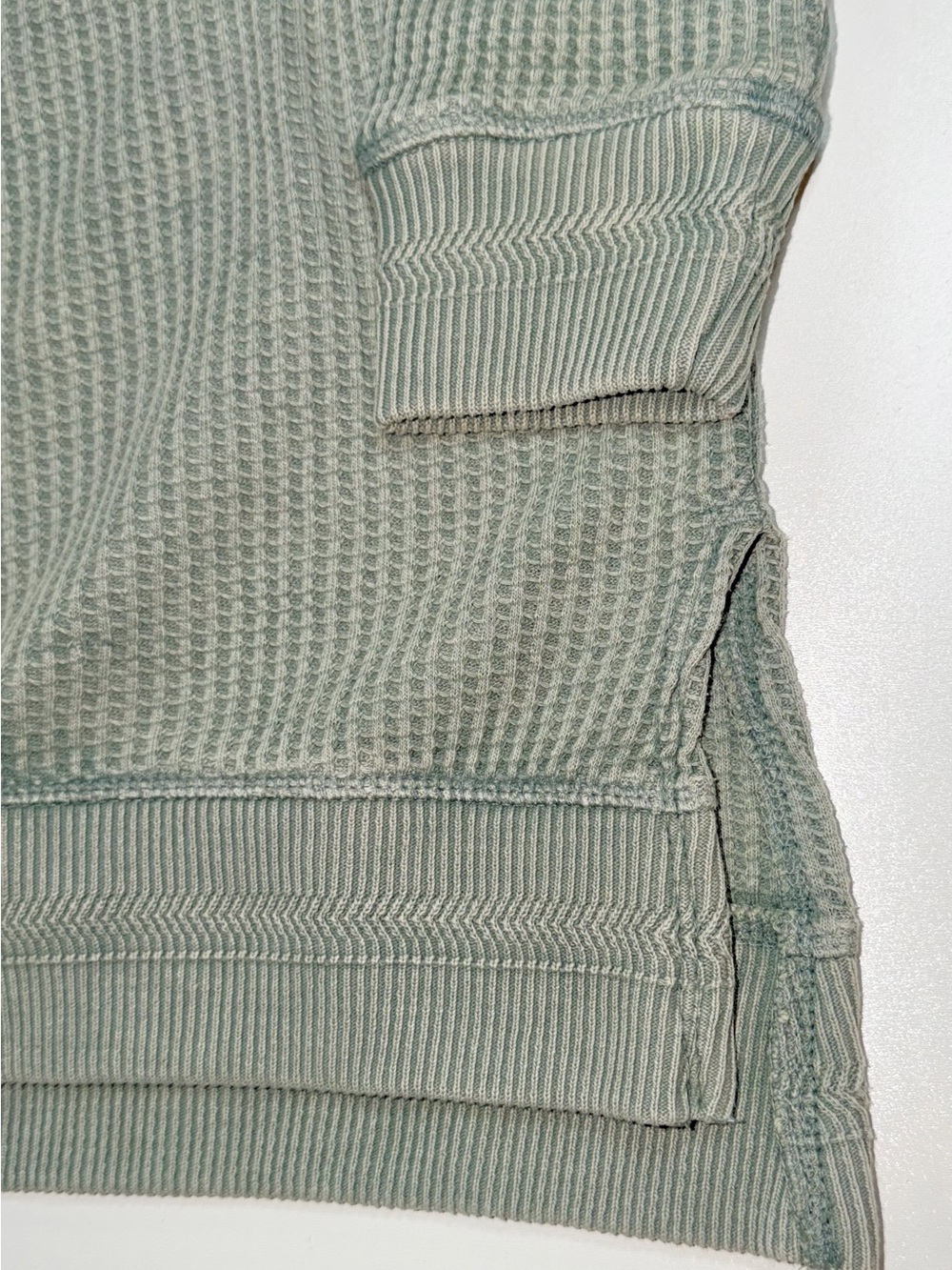 NWT Soft Surroundings Waffle Knit Top Faded Sage Green Pocket Cotton Tunic Sz M - Picture 8 of 13